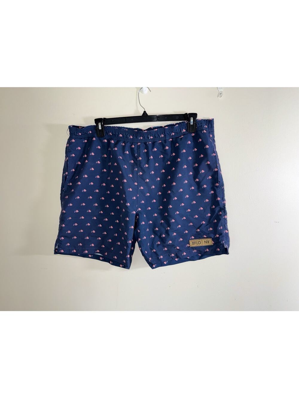 BFLO NY Swim Trunks Mens Size XXL Navy Patriotic Buffalo Print Lined Shorts